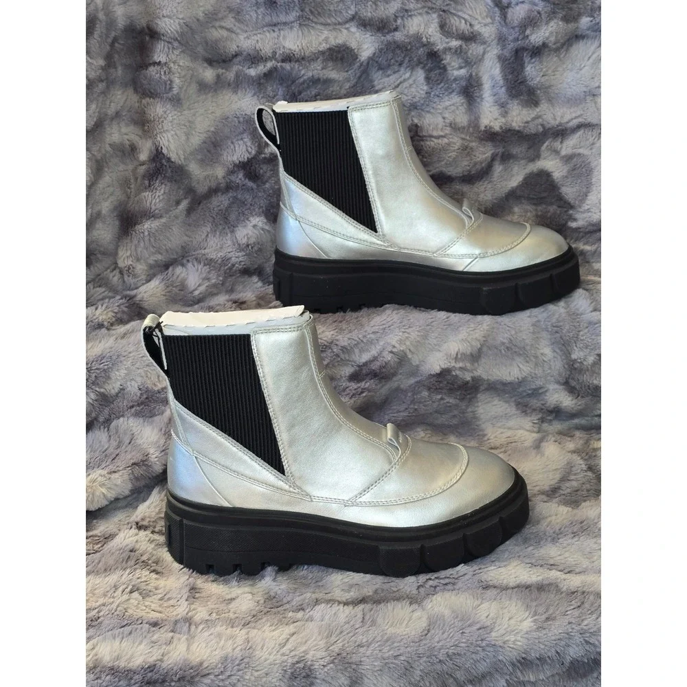 NWB Sorel Caribou X Boot Chelsea WP Waterproof Silver Black Women's‎ Size 10.5
